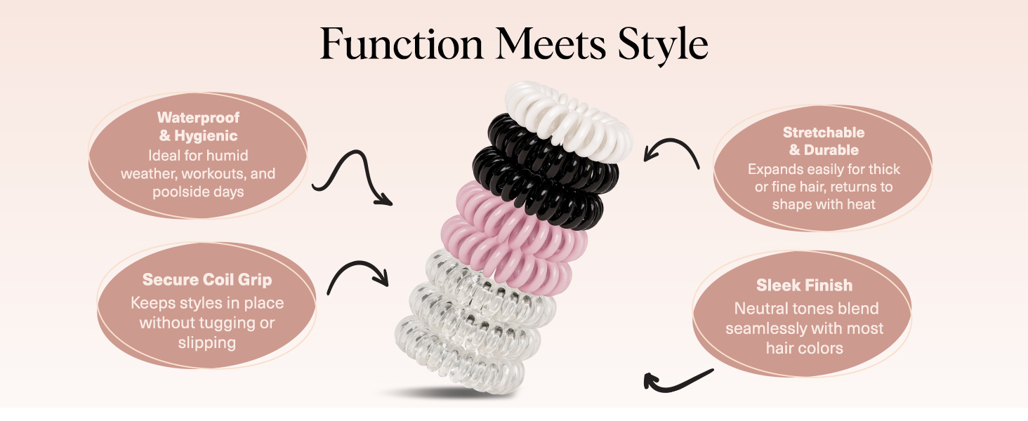 Kitsch Spiral Hair Ties for Women, Coil Hair Ties for Thick Hair, No Crease Hair Tie Basic