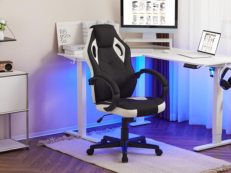 WOLTU Sedia Gaming Girevole a 360°, Sedia Ergonomica con Altezza Regolabile