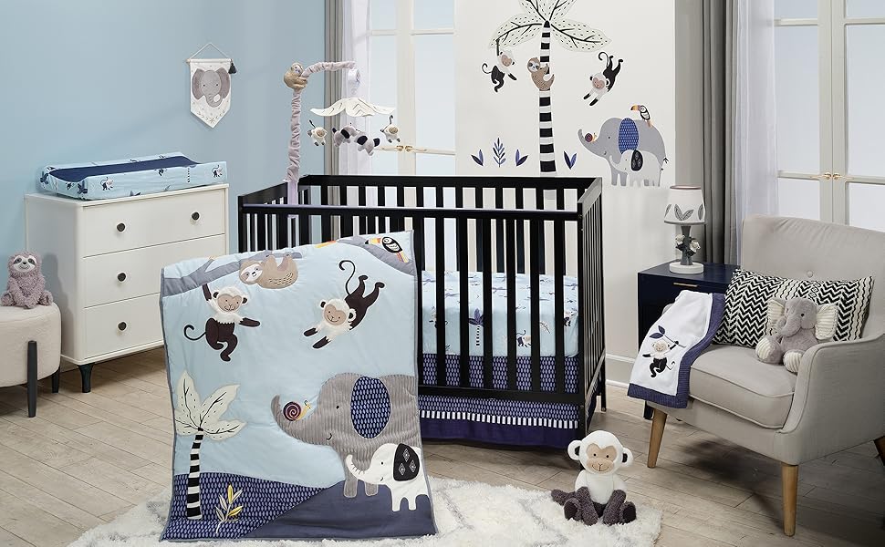 Jungle Party 3 Piece Crib Bedding Set