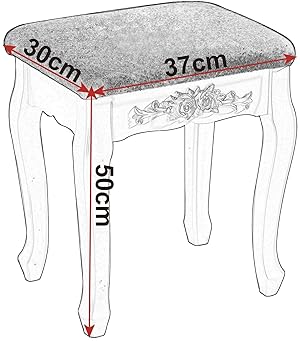 WOLTU Dressing Table Stool. Soft Padded Vanity Stool 37x30x50cm. Makeup Chair For Bedroom. MDF Wood. Baroque Style. Cream White 17 1