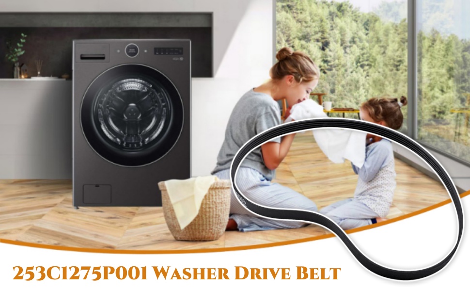 253C1275P001 Washer Motor Drive Belt Fits For GE LG Kenmore Clothes Washer, Washing Machine Parts