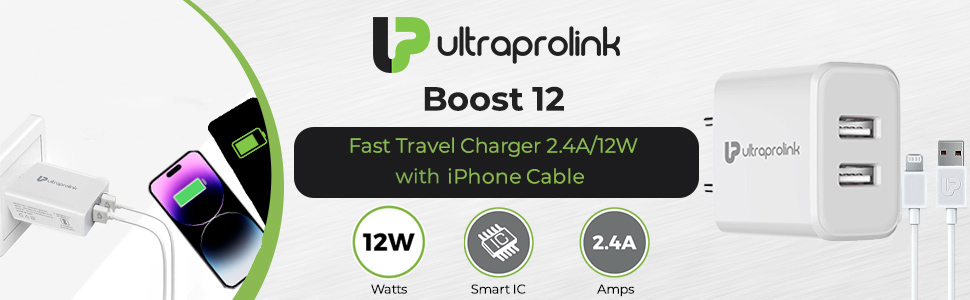 UltraProlink UM1156L 2.4A/12W Travel Adapter