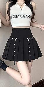 Amazon.com: kakarin choyx Women's Mini Skirt Y2K Goth High