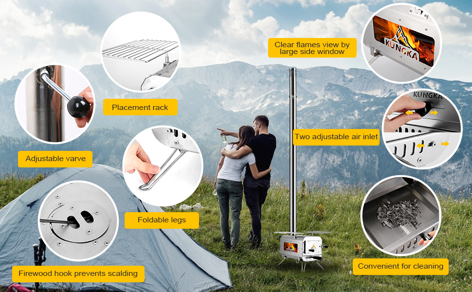 Stainless steel tent stove