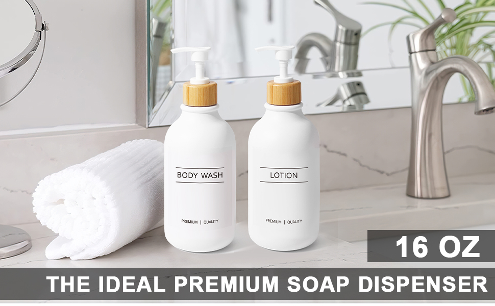 Mierting White Soap Dispenser, 2 Pack Bathroom Hand Soap