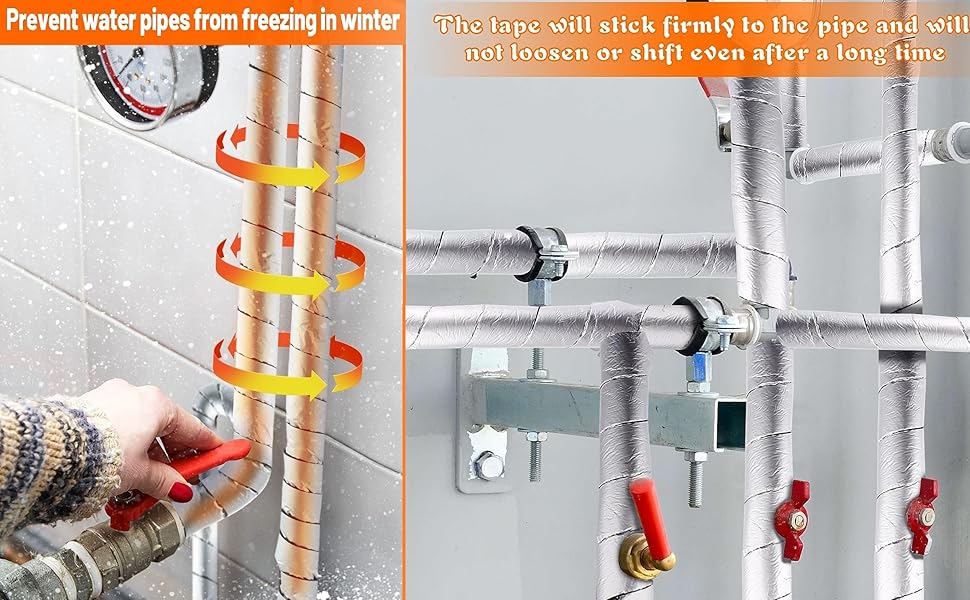 Pipe Insulation Wrap 2" Wide X 32.8 Ft Outdoor Foam and Foil Pipe Wrap Insulation Tape Self