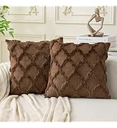 Cozoomy Set of 2 Soft Moroccan Throw Pillow Covers 18x18 Inch Plush Boho Decorative Pillow Cover ...