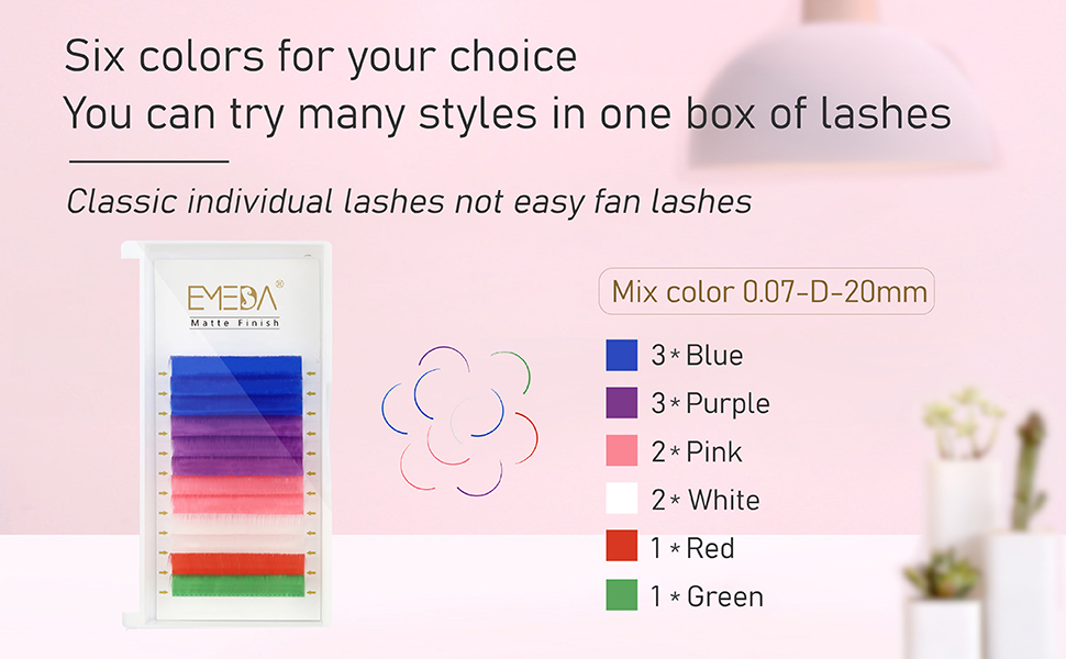 indivdiual Mix colored lash extensions