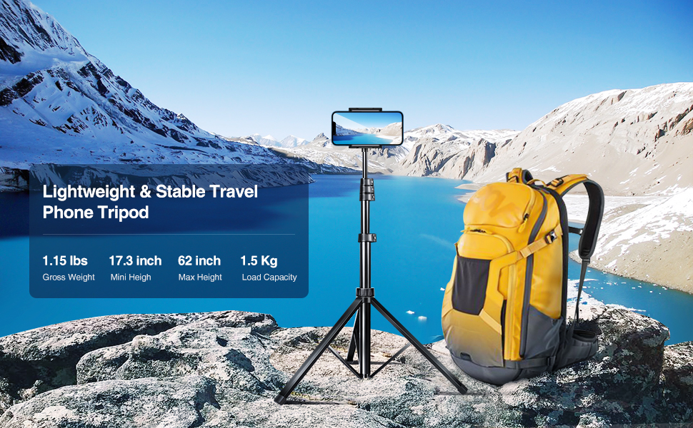 Elitehood 62" Phone Tripod [Portable & Flexible 360° Tripod