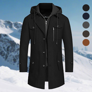 PRIJOUHE Men's Wool Blend Jacket Single Breasted Slim Fit