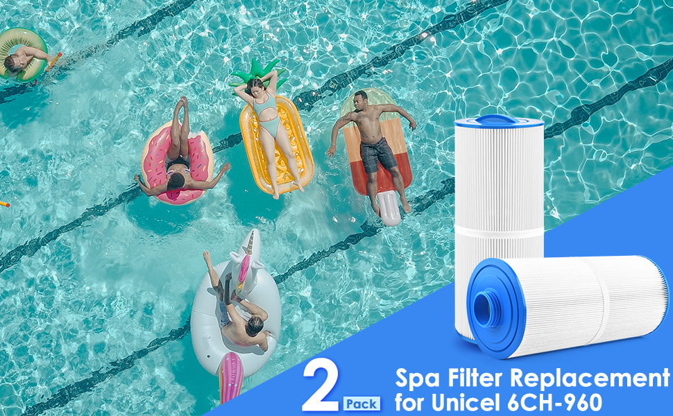 PACETAP Spa Filter Replaces for Unicel 6CH960, 2 Pack Hot