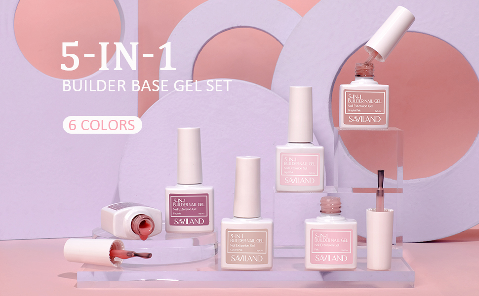 Saviland 5-in-1 Builder Base Gel Set - Builder Nail Extension Gel