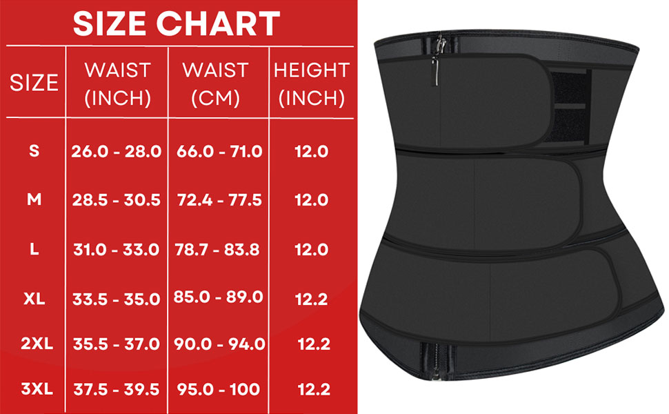 waist trainer size chart