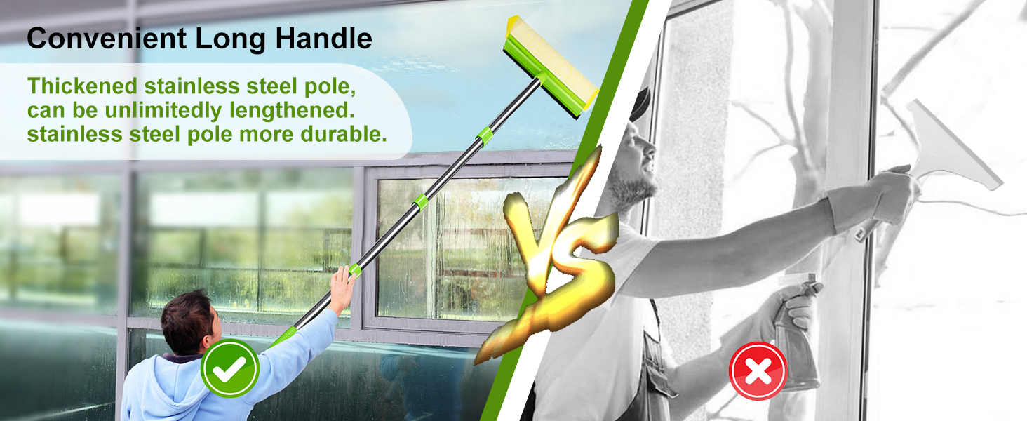 Window Cleaner with Long Extension Pole