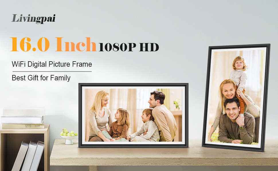 Livingpai 16 inch Digital Picture Frame, Touch Screen