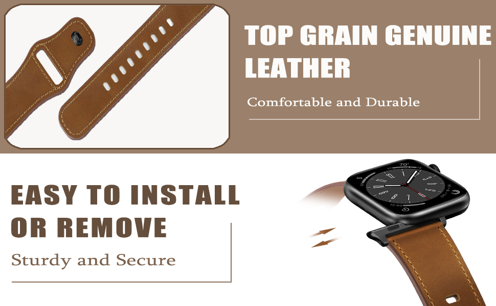 Top grain leather band, suitable for daily wear, outdoors and business.