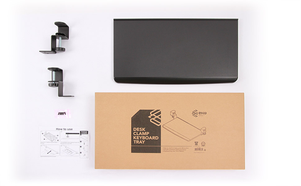 EHO ClampOn Retractable Adjustable Keyboard Tray, Under