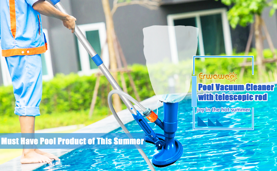 Pool Vacuum Heads with Telescopic Pole, Pool Vacuum Cleaner Cleaning