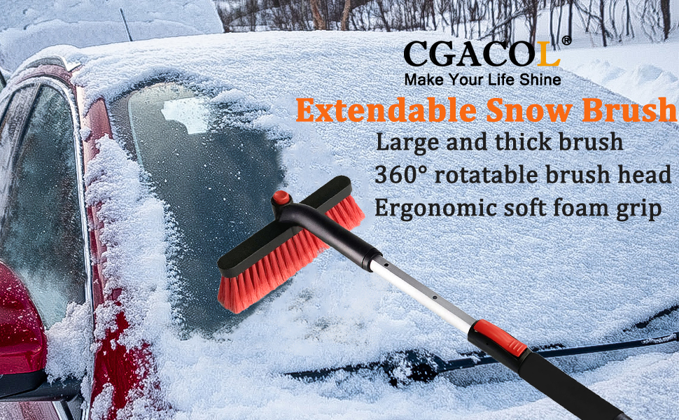 CGACOL Car Ice Scraper with Snow Brush 35 inch for Windshield