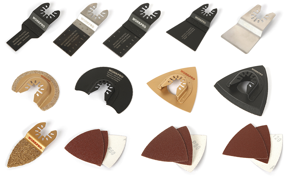 WORKPRO W004574 Oscillating Accessory Kit, BiMetal Blades w/Carbide