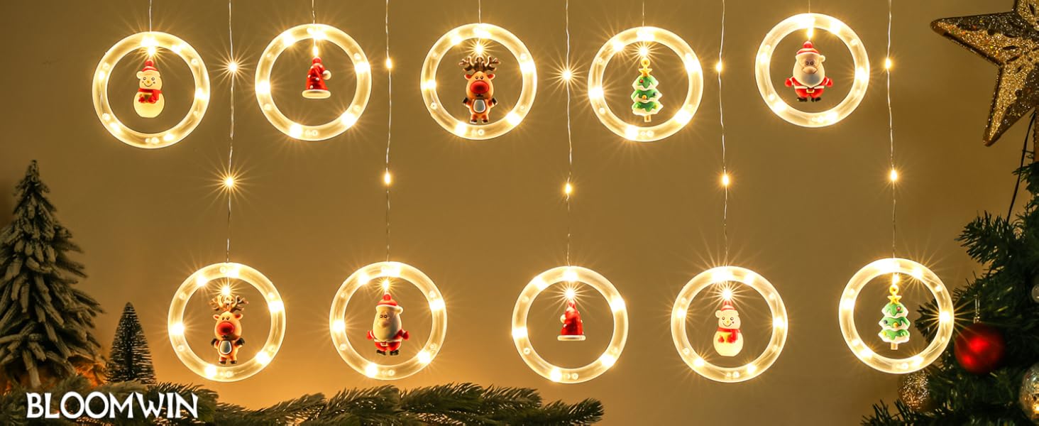 BLOOMWIN Christmas Window Lights 3m x 0.65m LED String Light Curtain