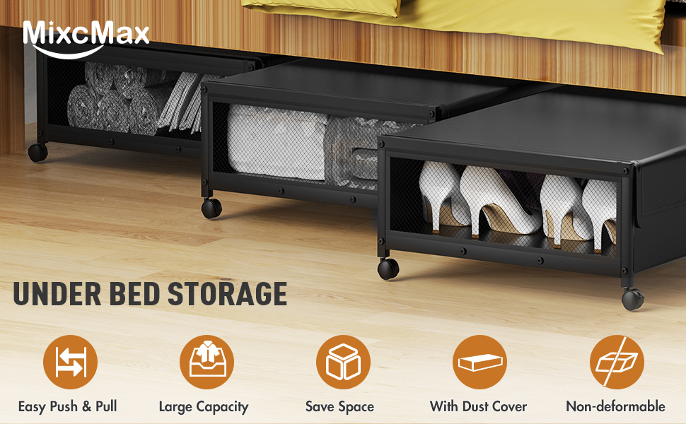 MixcMax Under Bed Storage with Wheels Rolling Underbed