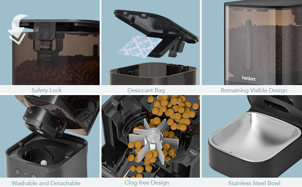 Pettliant Automatic Cat Feeders with APP Control, 2.4G WiFi Automatic