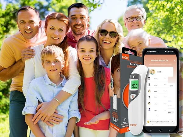 MOBI Connect Smart DualScan Bluetooth Ear & Forehead Thermometer