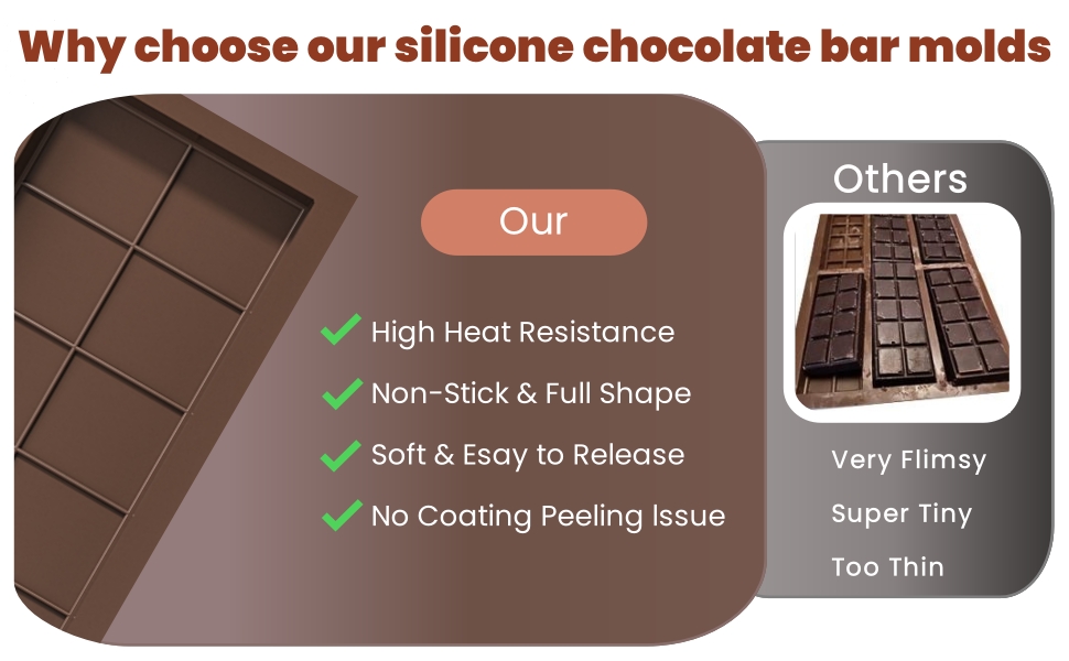 Chocolate Bar Mold, Chocolate Mold with Bags Scraper, Deep