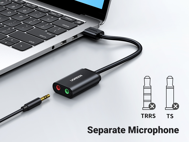 UGREEN USB to Audio Jack Sound Card Adapter with Dual TRS 3