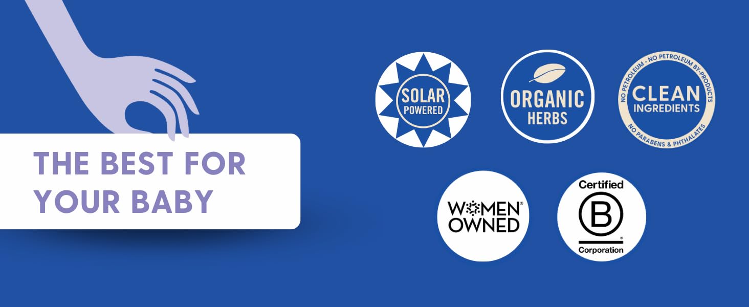 Solar-powered, Organic herbs, Clean ingredients, Women-Owned, B-Corp