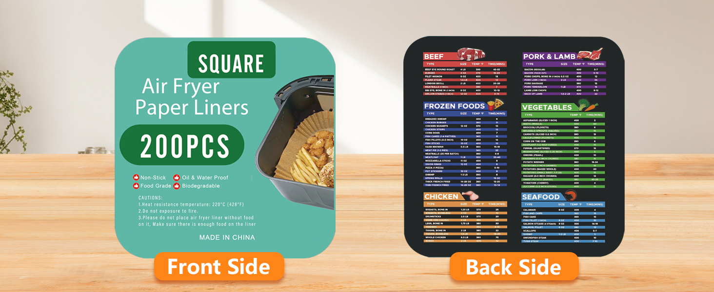 200PCS Square Air Fryer Liners NonStick 7.9 Inch Airfryer