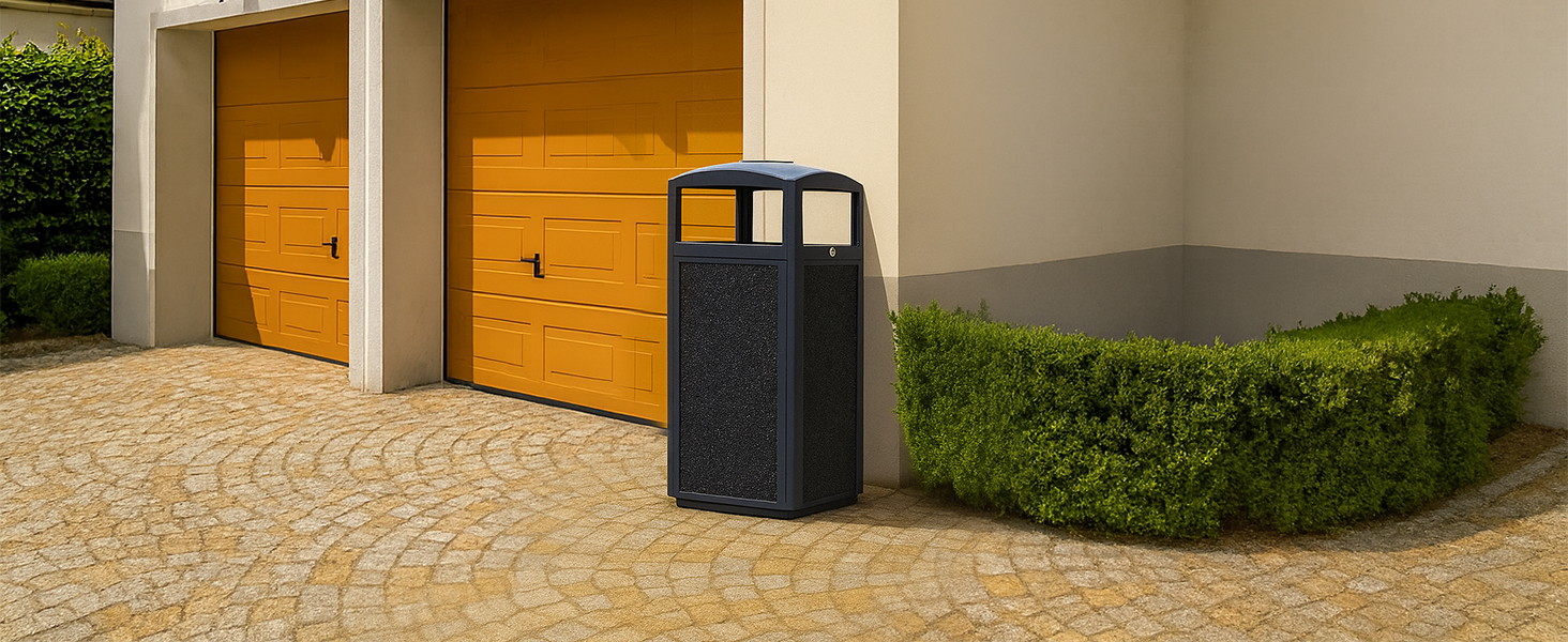 Commercial Metal Outdoor Trash Can with Lid