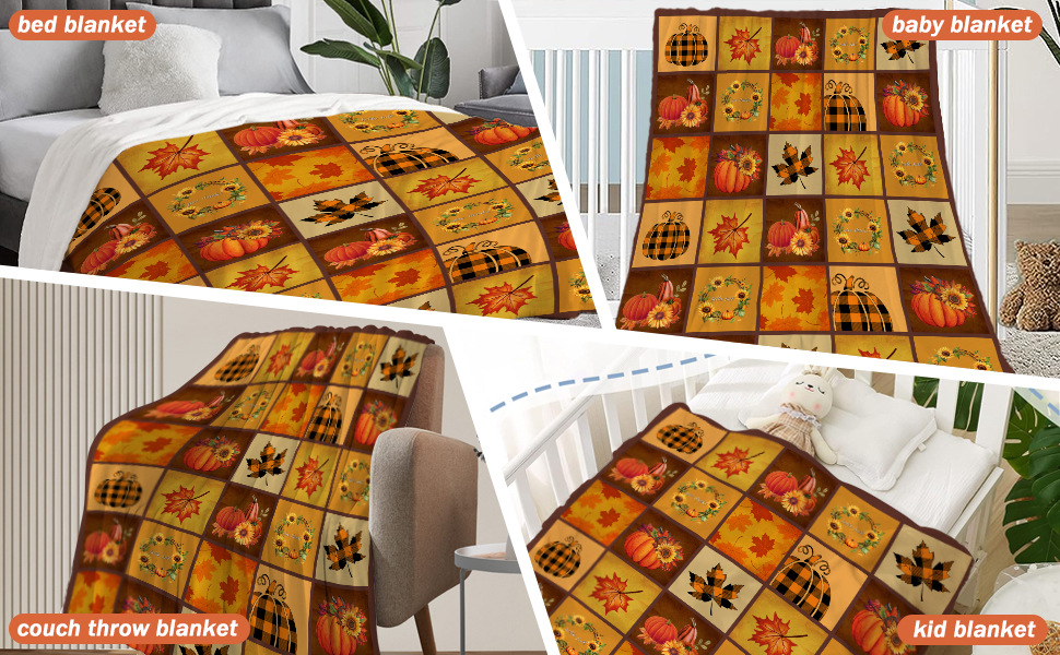 fall decorative throw blankets  for couch sofa bed living room outdoor thanksgiving autumn