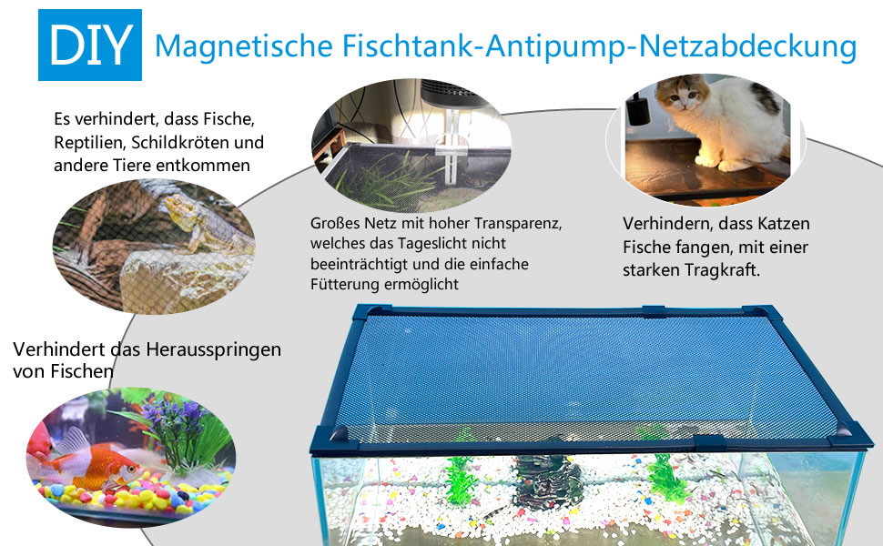 DIY magnetische Anti-Pump-Netzabdeckung für Aquarien, transparent, hat keinen Einfluss auf lebende Fische
