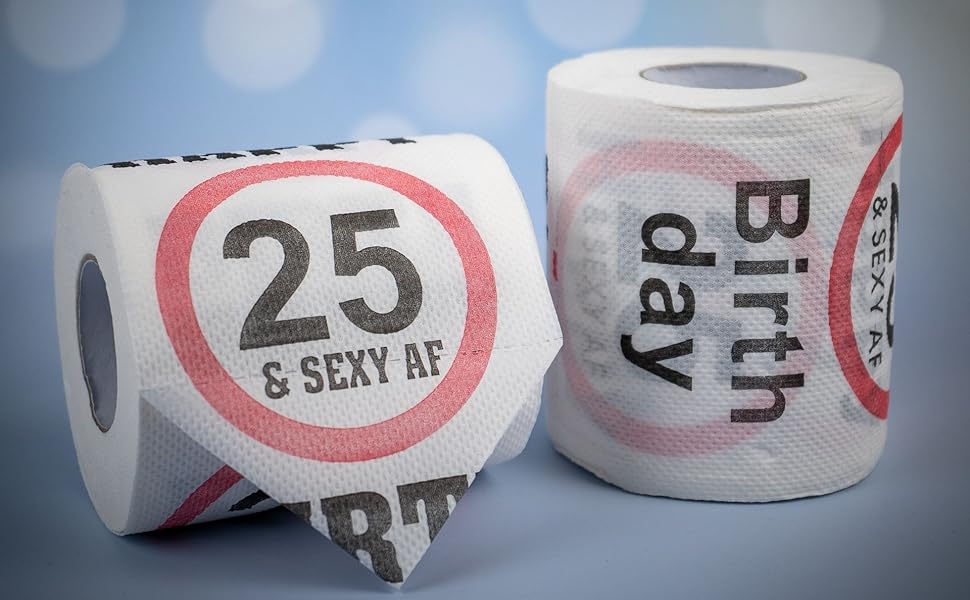 Happy 25 und Sexy AF Birthday Klopapier, 2 Pack, Dekoration und Geschenk für den 25. Geburtstag