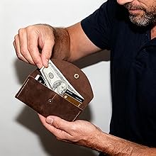 Everyday Handmade Crazy Horse Leather Envelope Wallet, Full-Grain Cowhide Card &amp; Cash Organiz