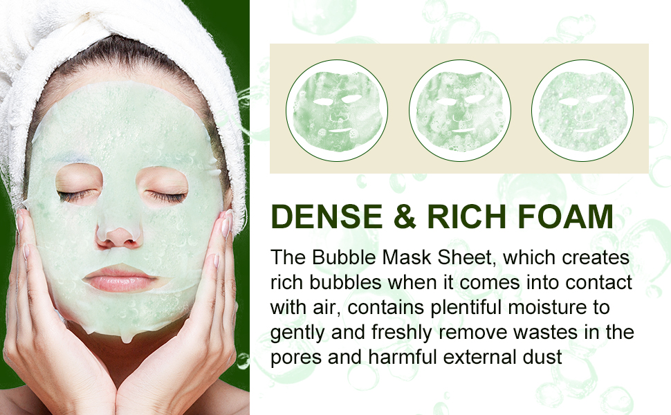 Green Tea Bubble Face Masks Skincare, Deep Cleansing Sheet Masks for