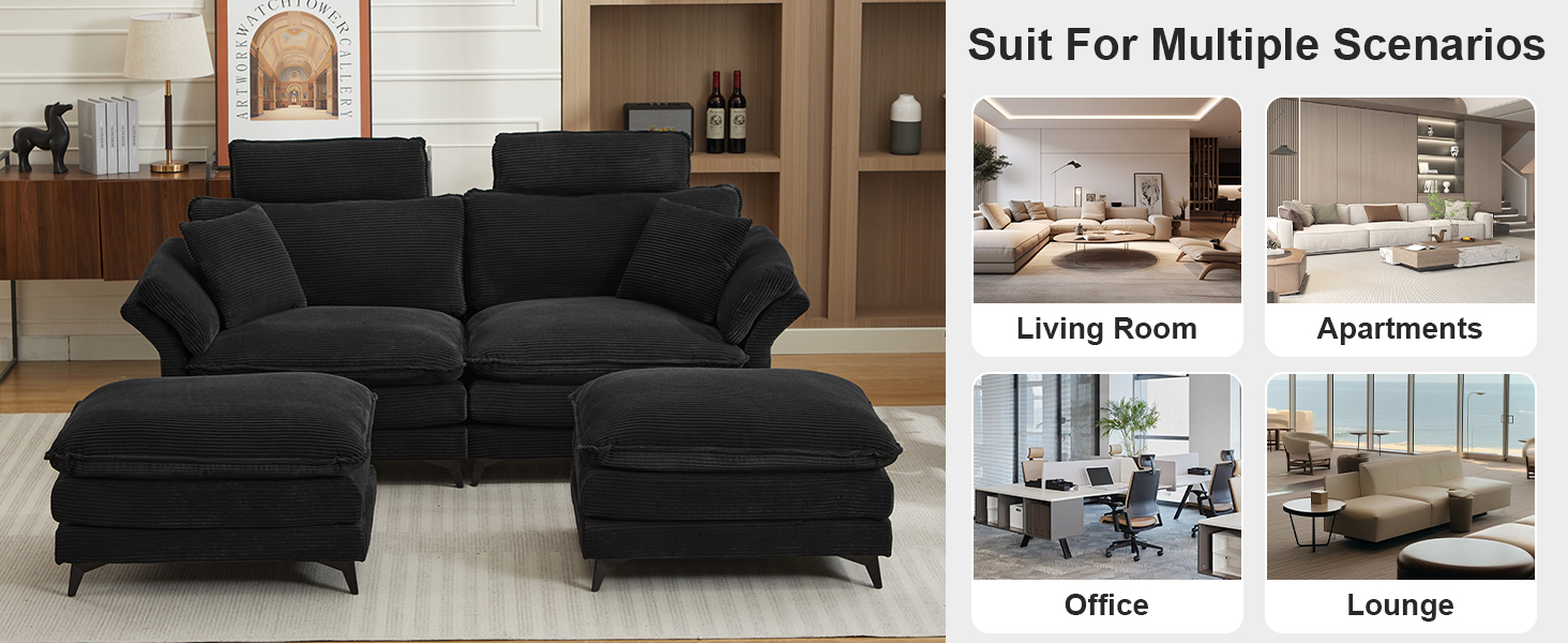 85.83" Deep Seat Sectional Sofa with Removable Headrests