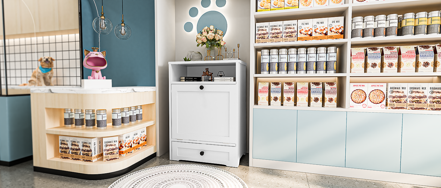 furlinkhm Dog Feeding Station with Storage, Pet Food