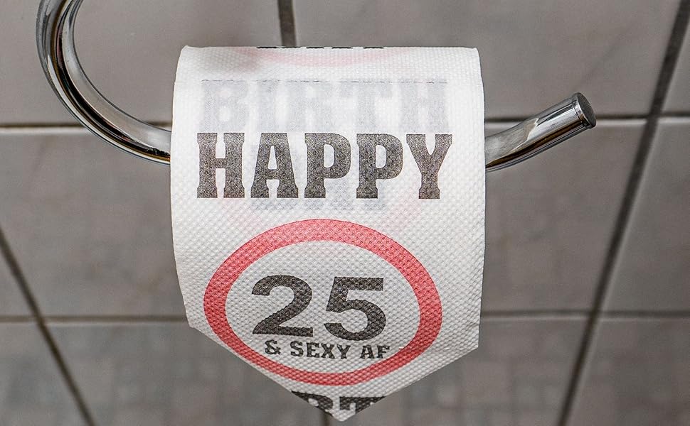 Happy 25 und Sexy AF Birthday Klopapier, 2 Pack, Dekoration und Geschenk für den 25. Geburtstag