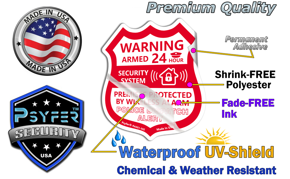 Fade-Free Decal Stickers for Business Windows Property Alarm Notice Outdoor Sign