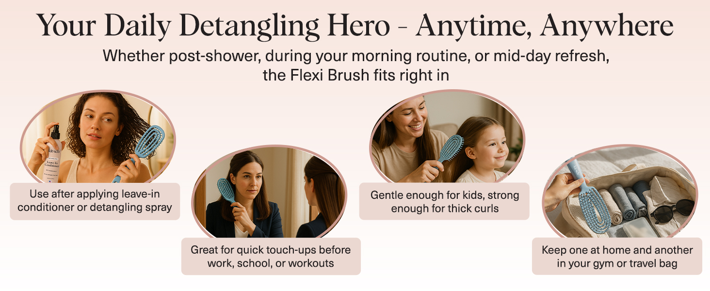 Flexible Hair Brush for Women and Men Adults & Kids Ulta-Smooth Bristles for Wet or Dry Strands