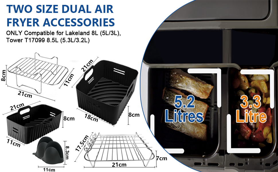 moleath Air Fryer Accessories Compatible for Lakeland 5.5L/3.5L, Tower