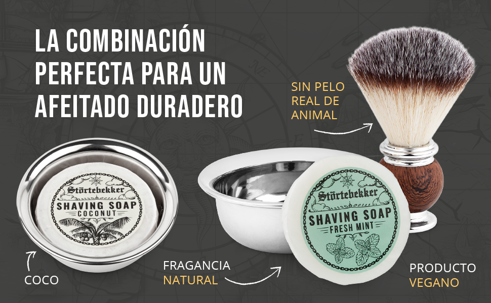 jabón de afeitar, espuma de afeitar, accesorios de afeitado