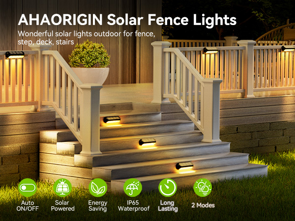 Ahaorigin Solar Outdoor Lights for Deck 4 Pack, Upgraded RGB
