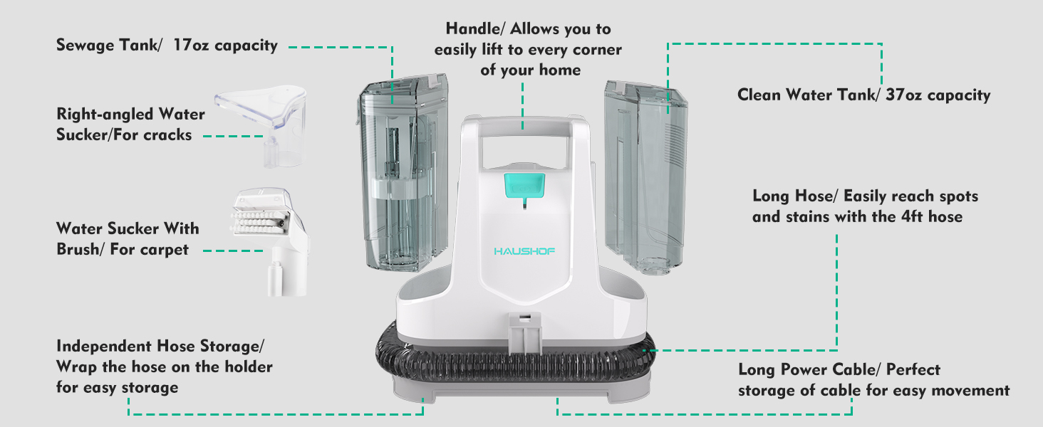 HAUSHOF Portable Carpet Spot and Upholstery Cleaner