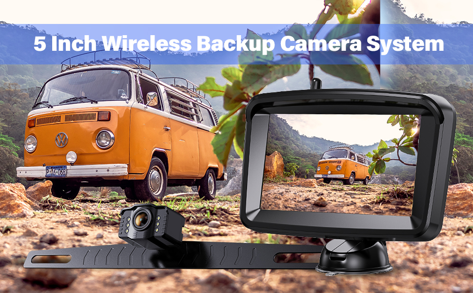 Nuoenx Wireless Backup Camera for Cars, 5 Inch HD Monitor