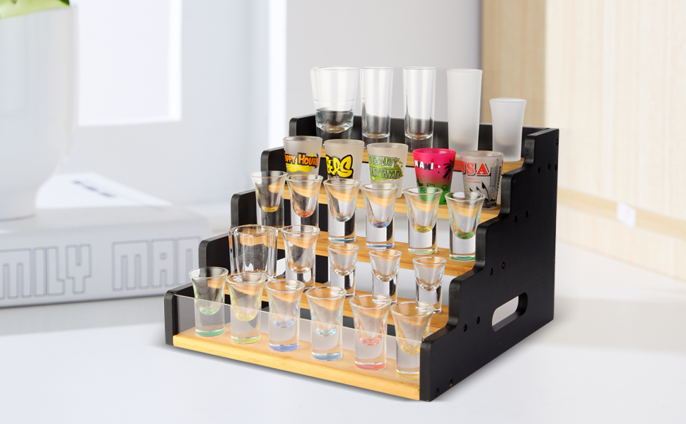 5Tier Shot Glass Display Rack, Holds 35 Shot Glasses with