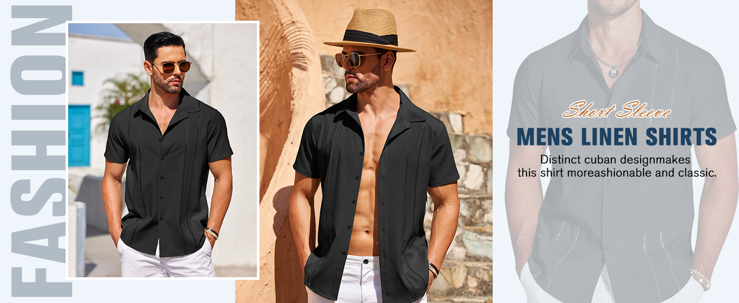 COOFANDY Cuban Button Down Shirts for Men